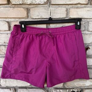Purple running shorts tie waistline net pant lining